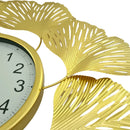 Relógio de Parede Luxuoso em Metal Dourado – Design Europeu com Folhas 3D | 66 cm