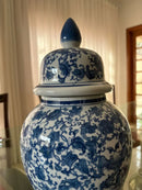 Vaso Decorativo Porcelana Azul E Branco Luxo Clássico 40x19