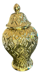 Vaso Decorativo Dourado Porcelana Luxo 35x15 Dourado-escuro