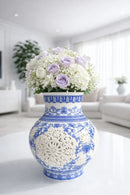 Vaso Decorativo Azul e Branco em Porcelana 28x16cm – Estilo Clássico Oriental