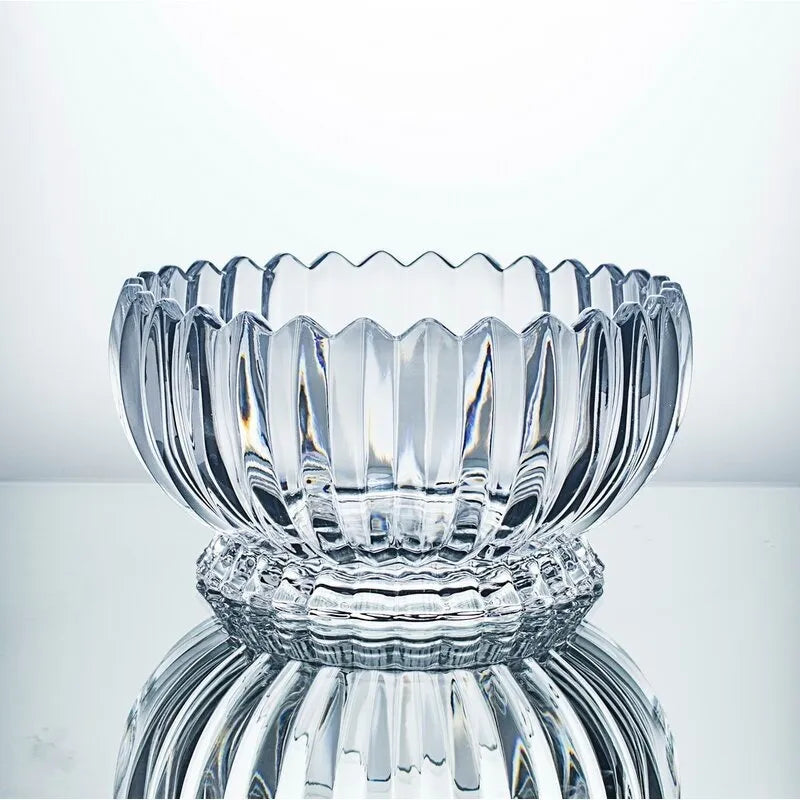 Fruteira de Cristal Centro de Mesa Redonda Requinte 22x12CM Incolor