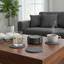 Porta-Copos de Mesa Kit com 6 Peças 11,5cm – Algodão Natural Dupla Face (Cinza Escuro)