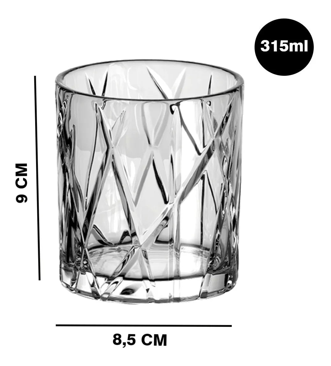 Jogo De Copo Whisky Licor com 6 Peças Vidro 315ML