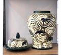 Vaso Decorativo Porcelana Verde Floral 35x21 com Tampa