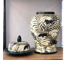 Vaso Decorativo Porcelana Verde Floral 35x21 com Tampa