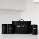 Kit 4 Potes Para Alimentos Latas Armazenamento Metal Luxo Preto