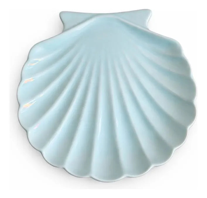 Bandeja Decorativa Porta-Joias em Porcelana Concha Azul Turquesa – Luxo para Lavabo
