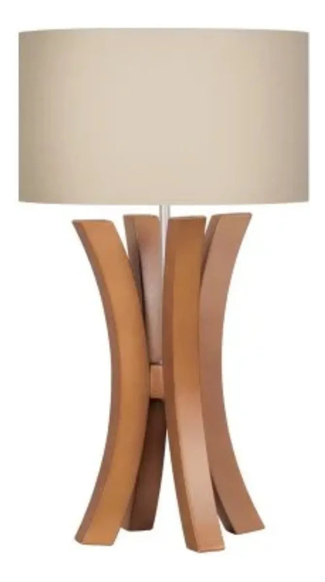Abajur Luminária Madeira Imbuia Cúpula Bege 54x35 Marrom Imbuia 127/220v