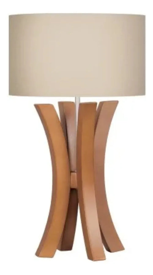 Abajur Luminária Madeira Imbuia Cúpula Bege 54x35 Marrom Imbuia 127/220v