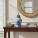 Vaso Decorativo em Porcelana Azul e Branco 40x19cm – Estilo Moderno Luxo