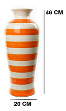 Vaso Decorativo Cerâmica Moderno Listras Laranja 46 X 20