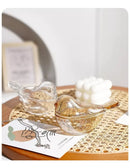 Mini Porta-Joias Potiche de Cristal Âmbar com Pássaro 11x7 cm | Decorativo