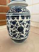 Vaso Decorativo De Porcelana Azul E Branco Luxo 20x14