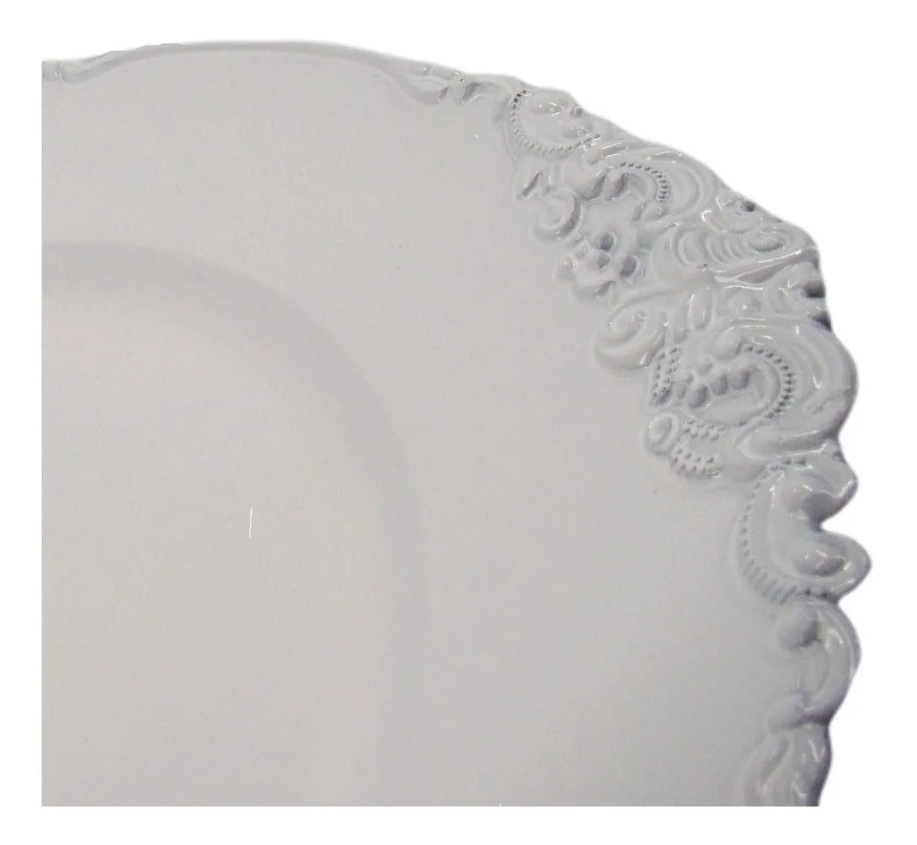 Sousplat de Poliresina White com Relevo – Design Elegante | 35 x 35 cm
