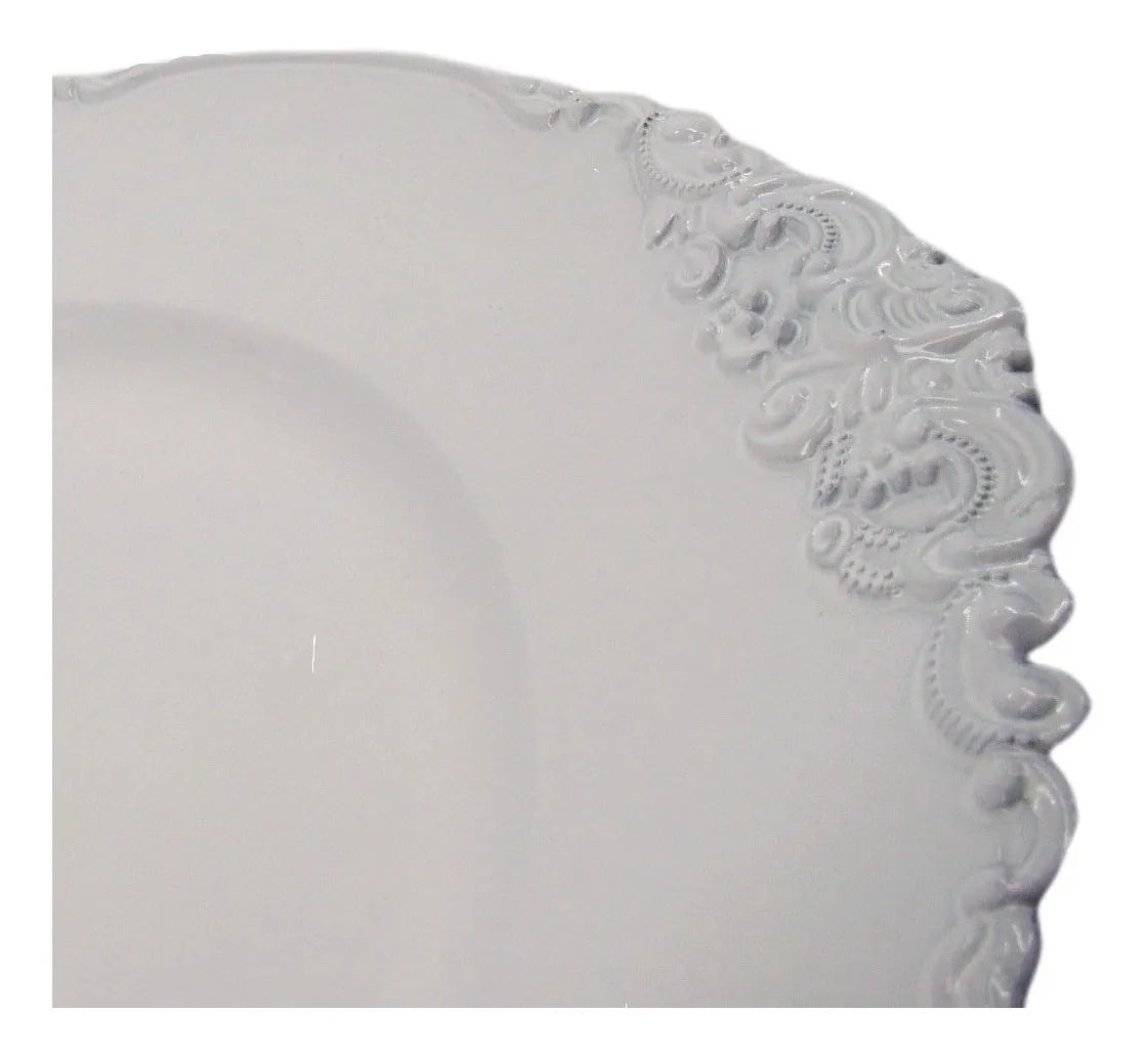 Sousplat de Poliresina White com Relevo – Design Elegante | 35 x 35 cm