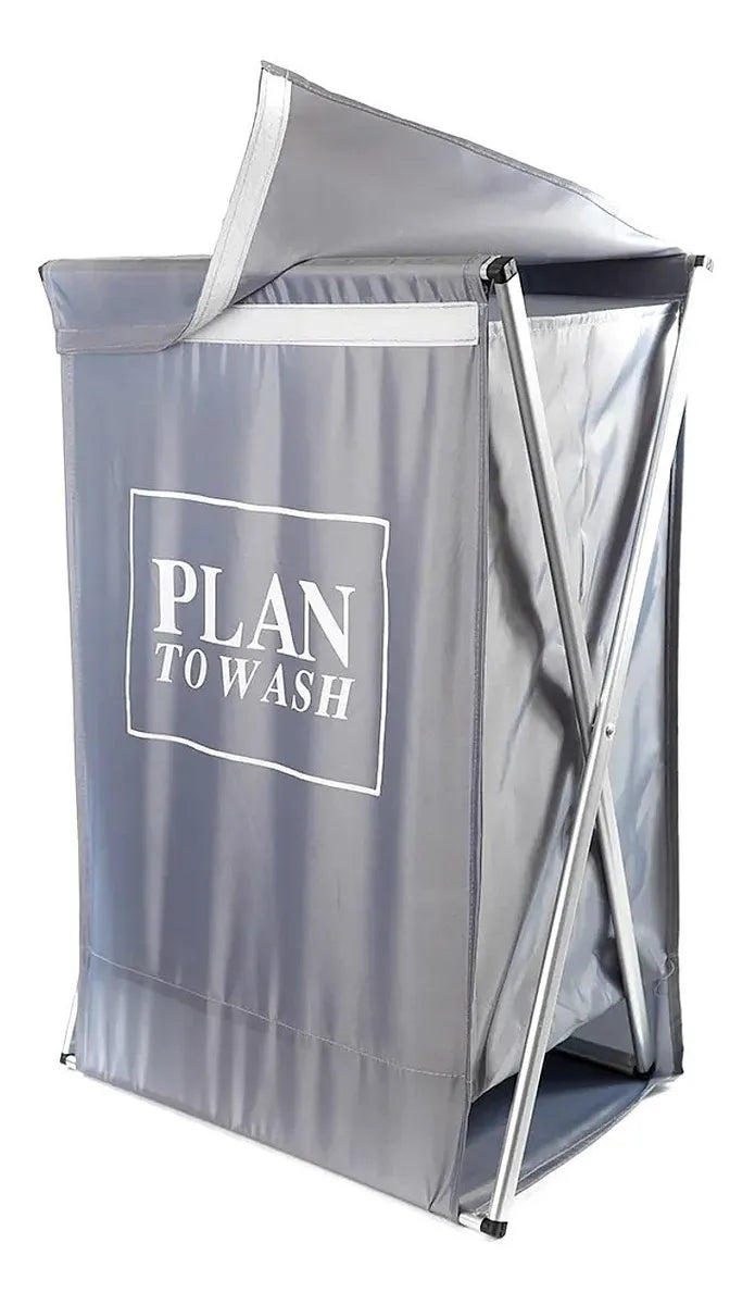 Cesto de Roupas Dobrável Deluxe com Tampa – Cinza | 63 x 38 cm