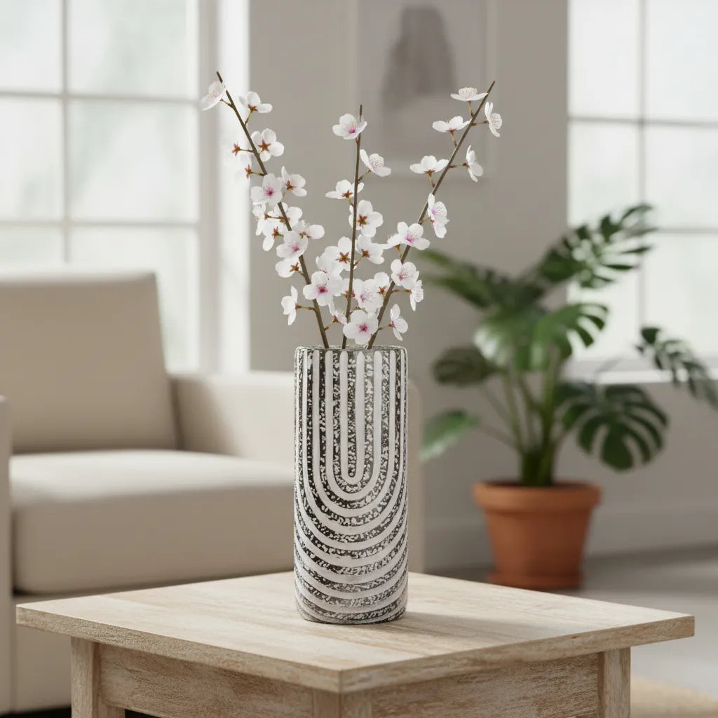 Vaso Decorativo Potiche Cinza E Dourado Porcelana 35x13 Cinza E Dourado