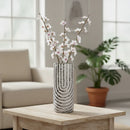 Vaso Decorativo Potiche Cinza E Dourado Porcelana 35x13 Cinza E Dourado