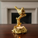 Escultura Decorativa Pássaro Castiçal Dourado – 16 x 8 cm