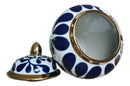 Vaso Elegance Porcelana Branco, Azul e Dourado 30x20