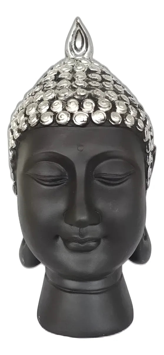 Buda Decorativo em Resina Preto com Prata – 24 x 12 cm