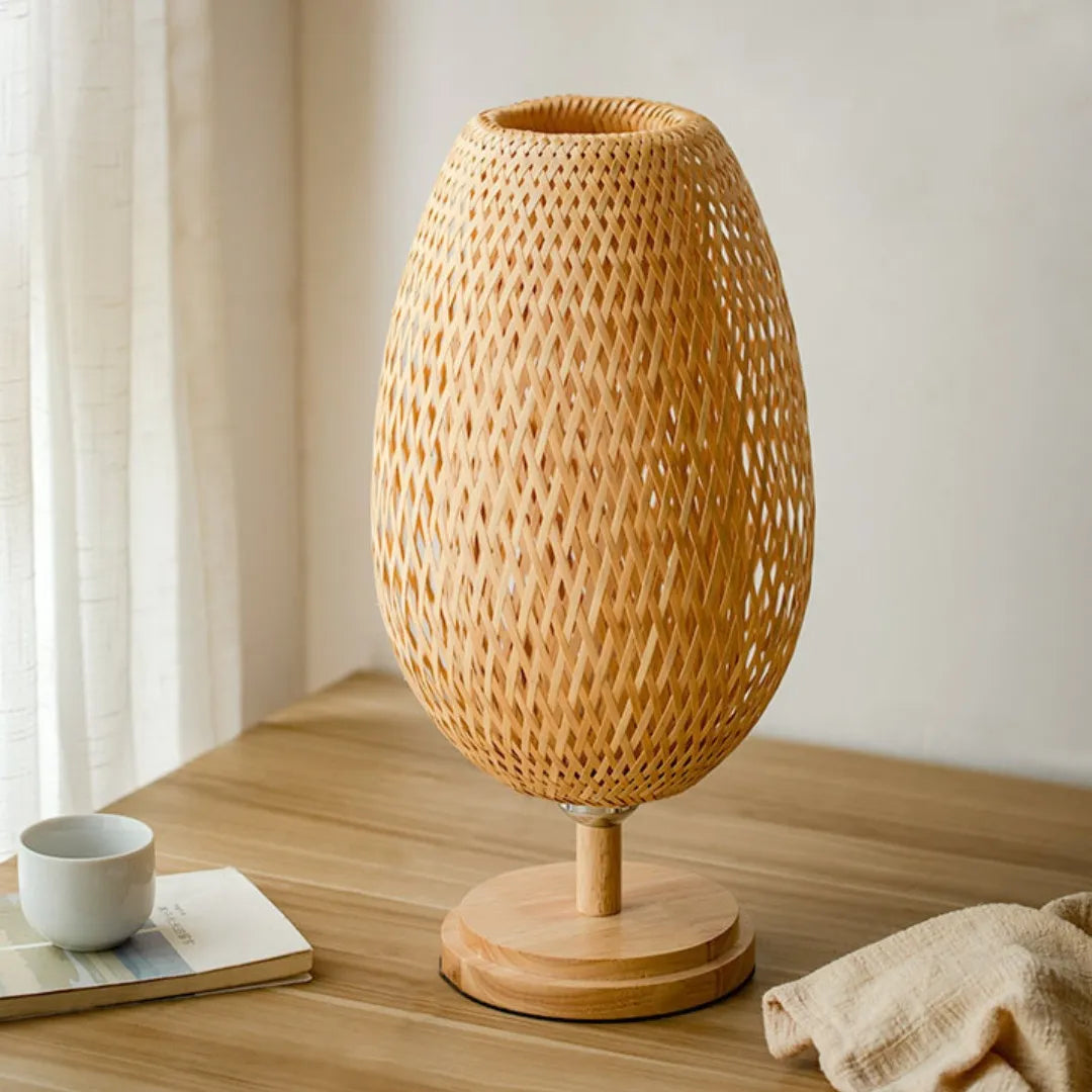Abajur Luminária em Bambu e Rattan 49cm – Design Natural Luxuoso