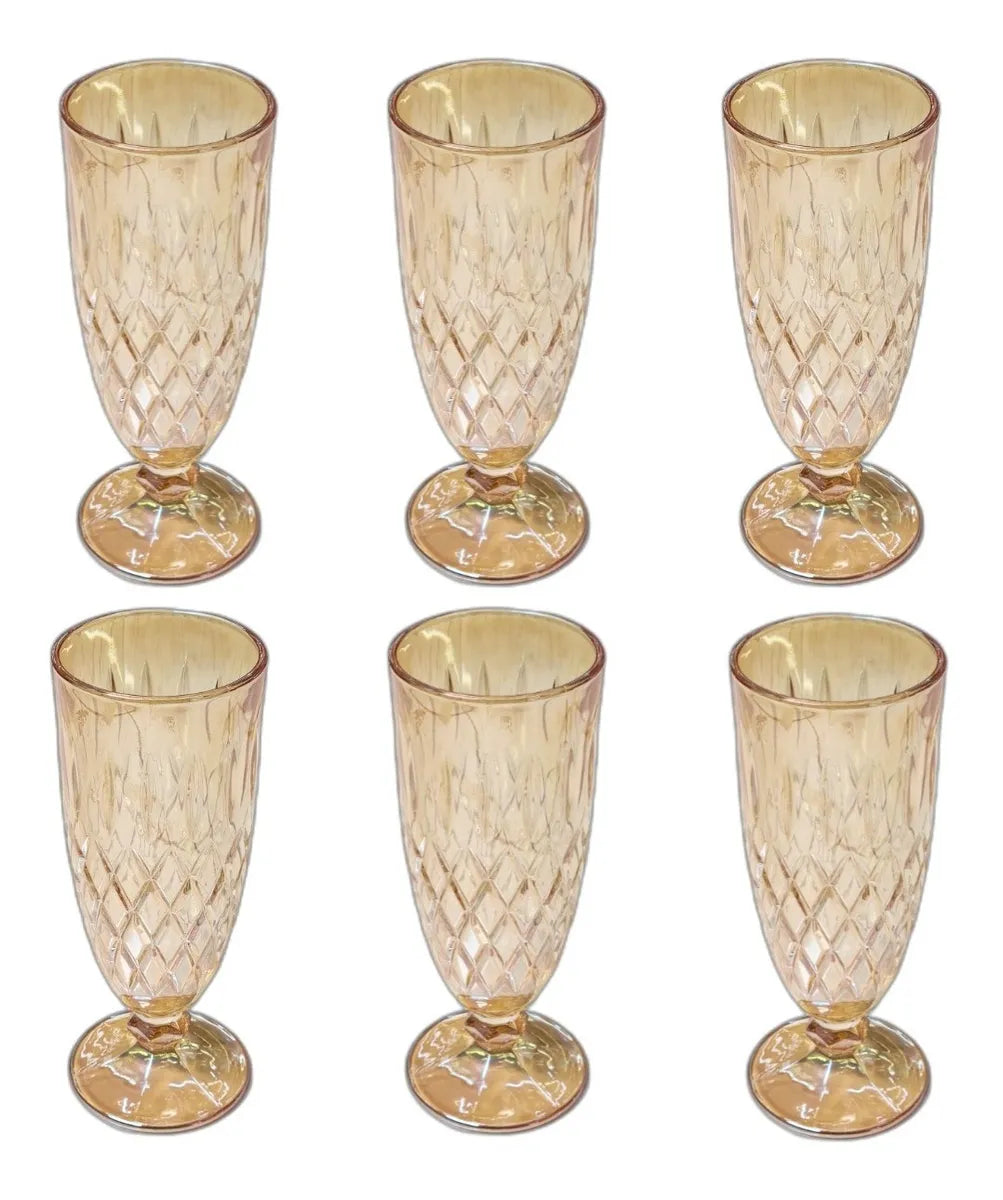 ogo 6 Copos de Vidro para Sorvete, Água, Suco ou Vinho – 360ml | Peças Robustas Transparentes