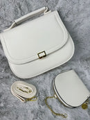Bolsa Transversal Cordão Dourado Couro C/alça + Carteira