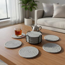 Porta-Copos de Mesa Kit com 6 Peças 11,5cm – Algodão Natural Dupla Face (Cinza Claro)