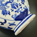 Vaso Azul E Branco Decorativo Com Alça 34x21x5cm Azul E Branco Florido