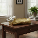 Escultura Decorativa 3 Pássaros em Resina – Branco e Dourado