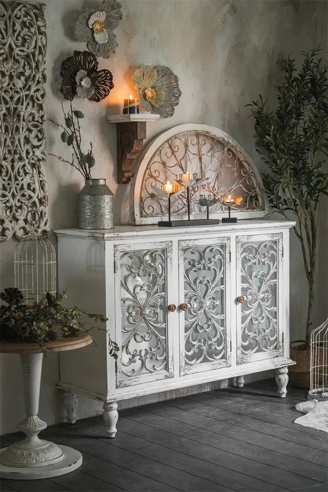 Buffet Aparador Branco Kyoto em Madeira Vintage | 110 x 40 x 91 cm