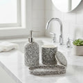 Kit Lavabo Elegance 3 Peças Cerâmica Cinza Escuro