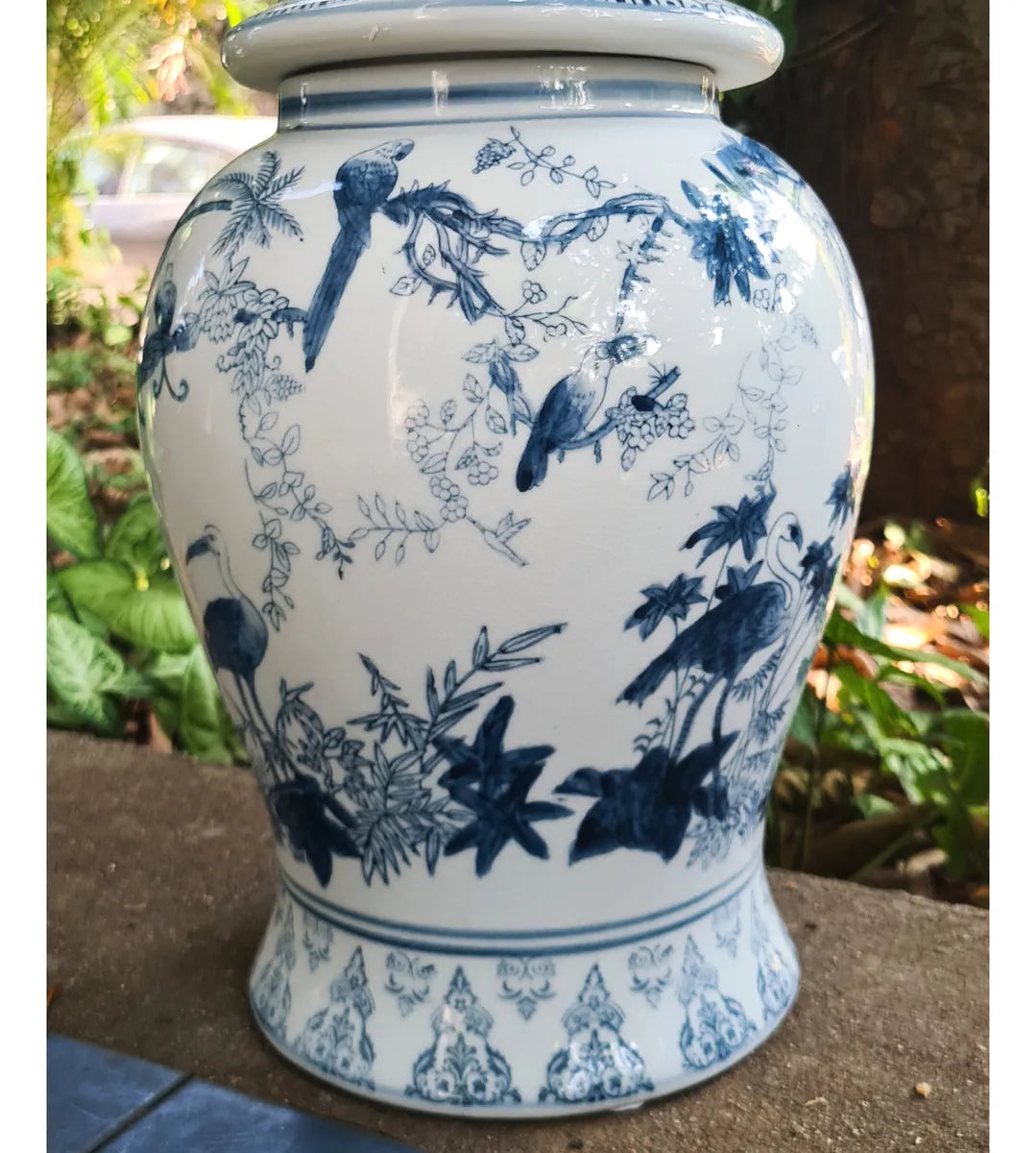 Vaso Decorativo Porcelana Classic Blue White Importado 49x25 Azul E Branco Clássico