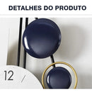Relógio de Parede 3D Metal Solar – Design Europeu Luxuoso 79cm Azul-Marinho (Vazado | Silencioso)
