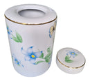 Vaso Decorativo Porcelana Azul e Branca Cilíndrico Floral 23 x 15 cm