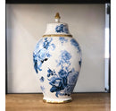 Vaso Decorativo Porcelana Azul e Branca com Tampa 33x18