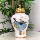 Vaso Decorativo de Porcelana Branco e Dourado Importado – 32x19 | Estilo Clássico