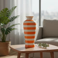 Vaso Decorativo Cerâmica Moderno Listras Laranja 46 X 20