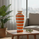 Vaso Decorativo Cerâmica Moderno Listras Laranja 46 X 20