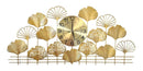 Relógio de Parede Folhas 3D Design Europeu em Metal 100cm – Dourado Escuro