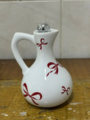 Dispenser de Azeite Porcelana Branco com Laço Vermelho Love 10x15 cm
