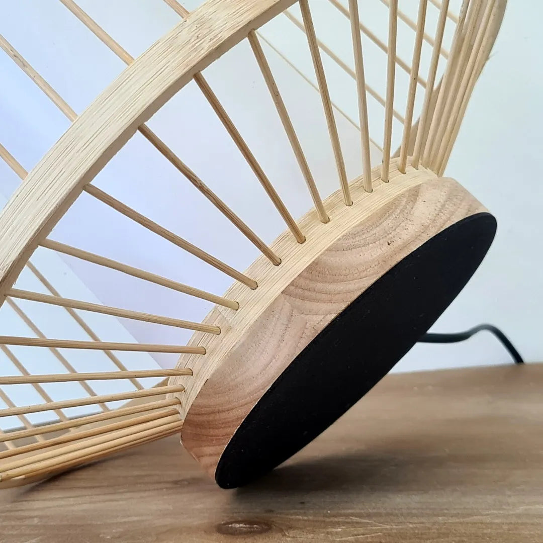 Abajur Luminária Tecelagem Bambu Rattan 48x40 Palha