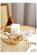 Mini Porta-Joias Potiche de Cristal Âmbar com Pássaro 11x7 cm | Decorativo