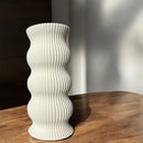 Vaso De Cerâmica Branca Ondas Flores Moderno 30x13