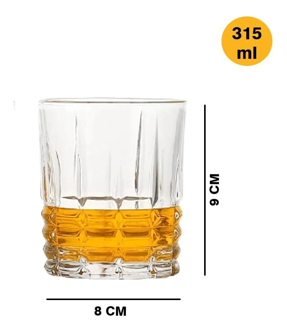 Jogo de Copos de Vidro para Whisky e Licor 315ml – 6 Peças Premium