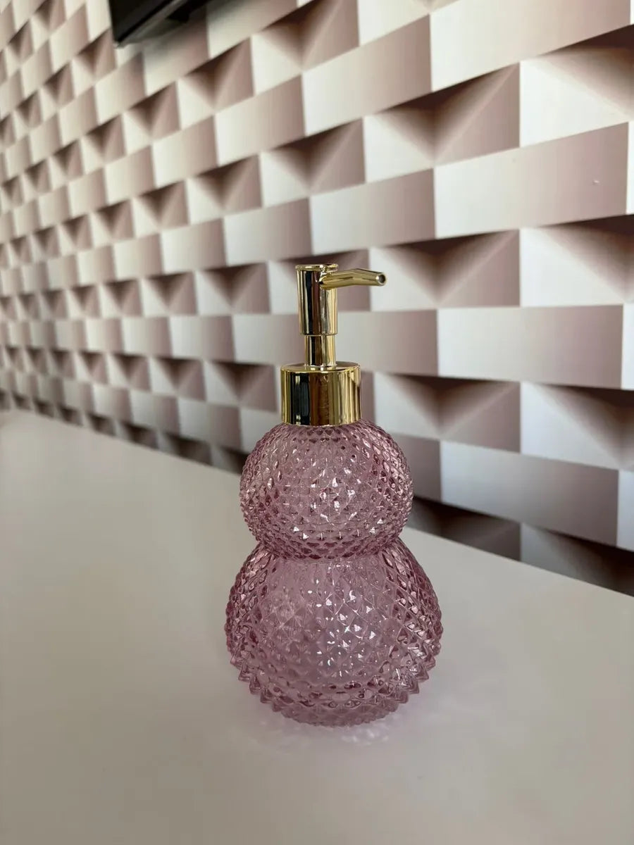Saboneteira Líquida Premium em Vidro Rosa 300ml – Elegância e Sofisticação