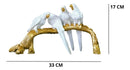 Escultura Decorativa Quarteto de Pássaros em Resina Branco com Estrutura Dourada 33x17