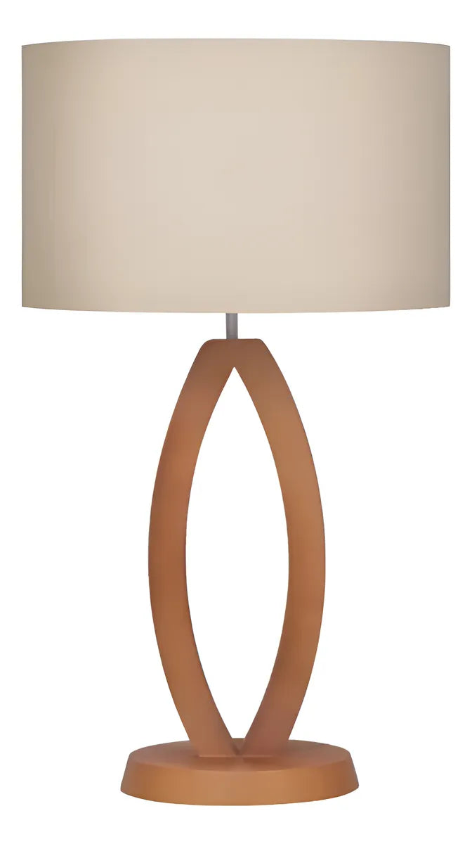 Abajur de Mesa Madeira Imbuia 60x40cm com Cúpula em Linho Bege – Bivolt