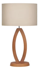 Abajur de Mesa Madeira Imbuia 60x40cm com Cúpula em Linho Bege – Bivolt